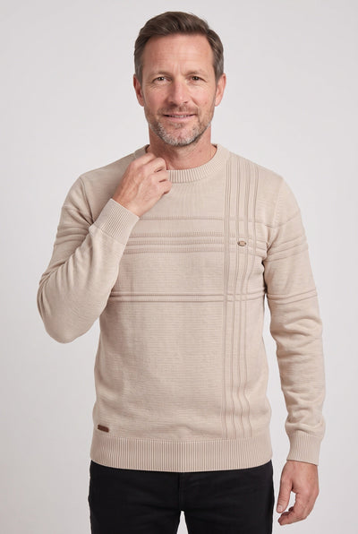 Pull Homme | Col Rond Rayures Ton sur Ton Bords Côtelés - 6