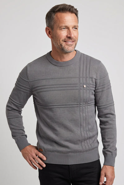 Pull Homme | Col Rond Rayures Ton sur Ton Bords Côtelés - 7