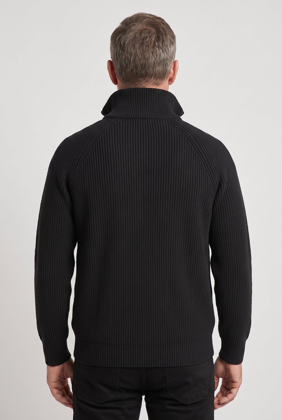 Pull Homme | Col Zippé Maille Côtelée Épaisse Manches Raglan - 2