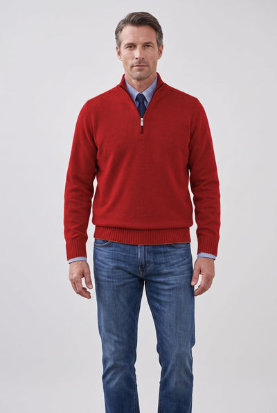 Pull Homme | Col Zippé Maille Fine Manches Montées Bords Côtelés - 1