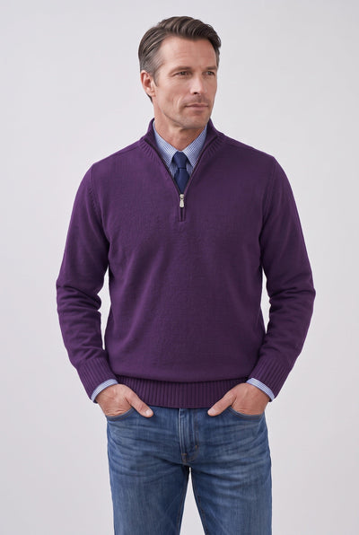 Pull Homme | Col Zippé Maille Fine Manches Montées Bords Côtelés - 16
