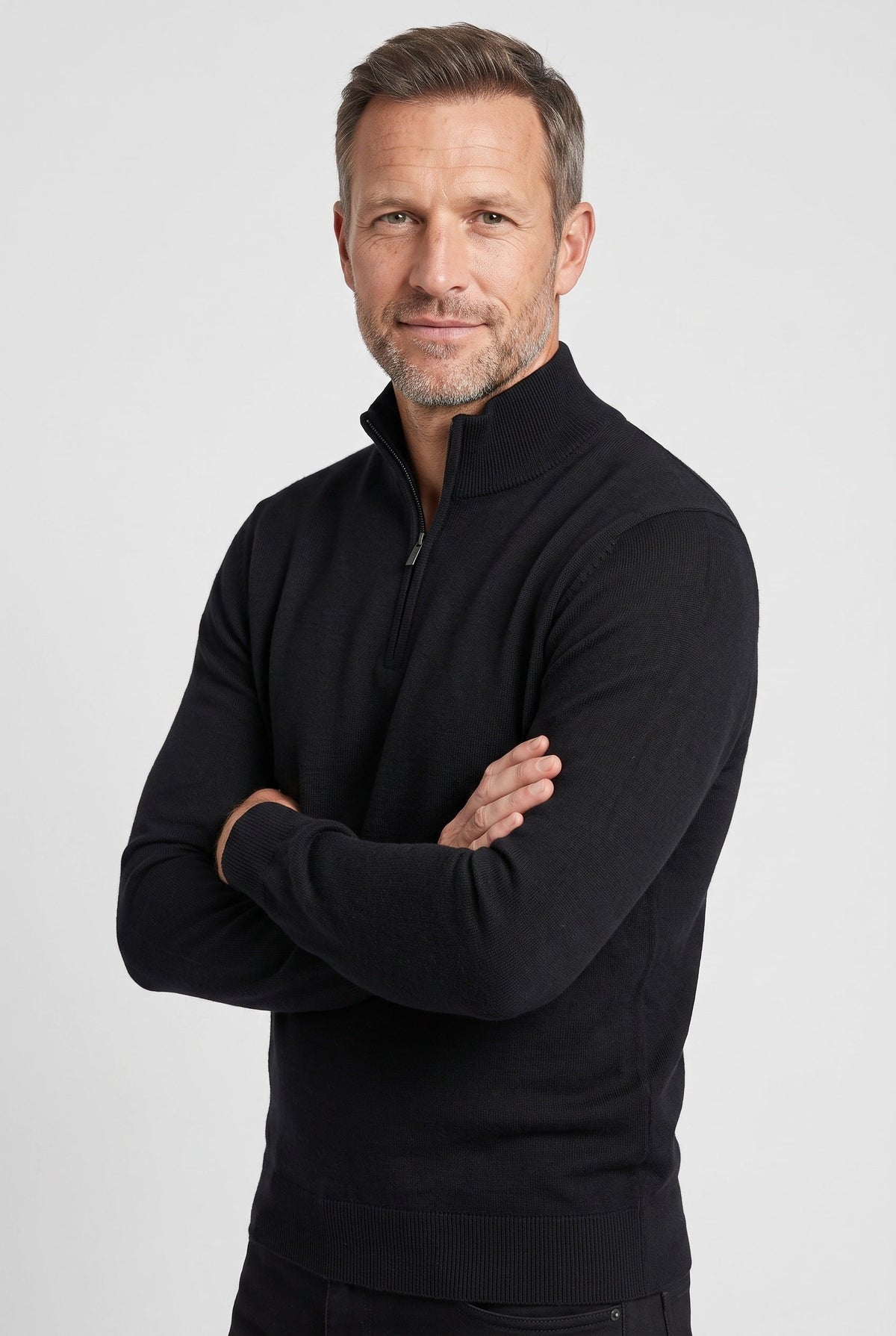 Pull Homme | Col Zippé Montant Maille Fine Chinée Bords Côtelés - 10