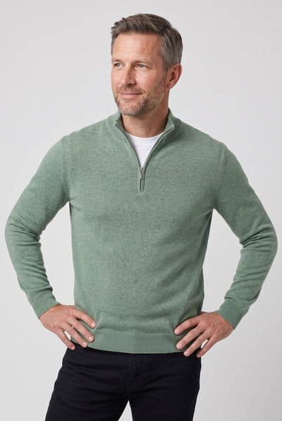 Pull Homme | Col Zippé Montant Maille Fine Chinée Bords Côtelés - 6