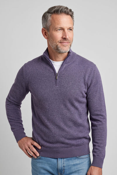 Pull Homme | Col Zippé Montant Maille Fine Chinée Bords Côtelés - 9