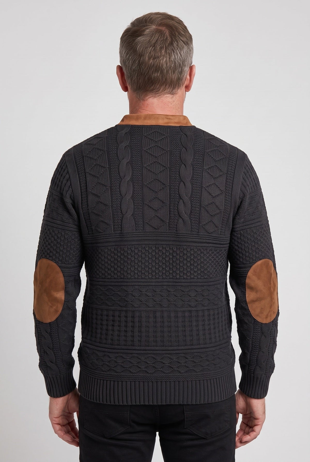 Pull Homme | Col Zippé Torsadé Coudières Contrastées - 2