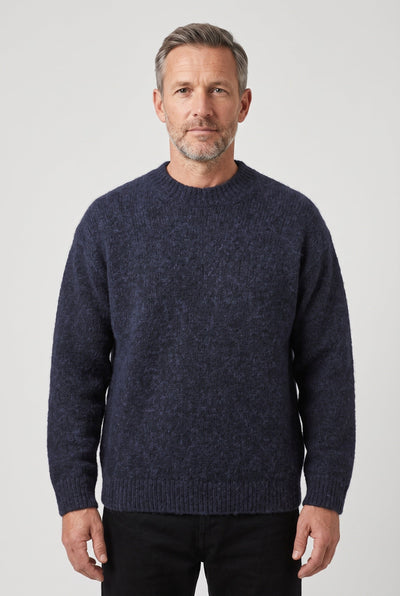 Pull Homme | Maille Grattée Épaules Tombantes Col Rond Côtelé - 1