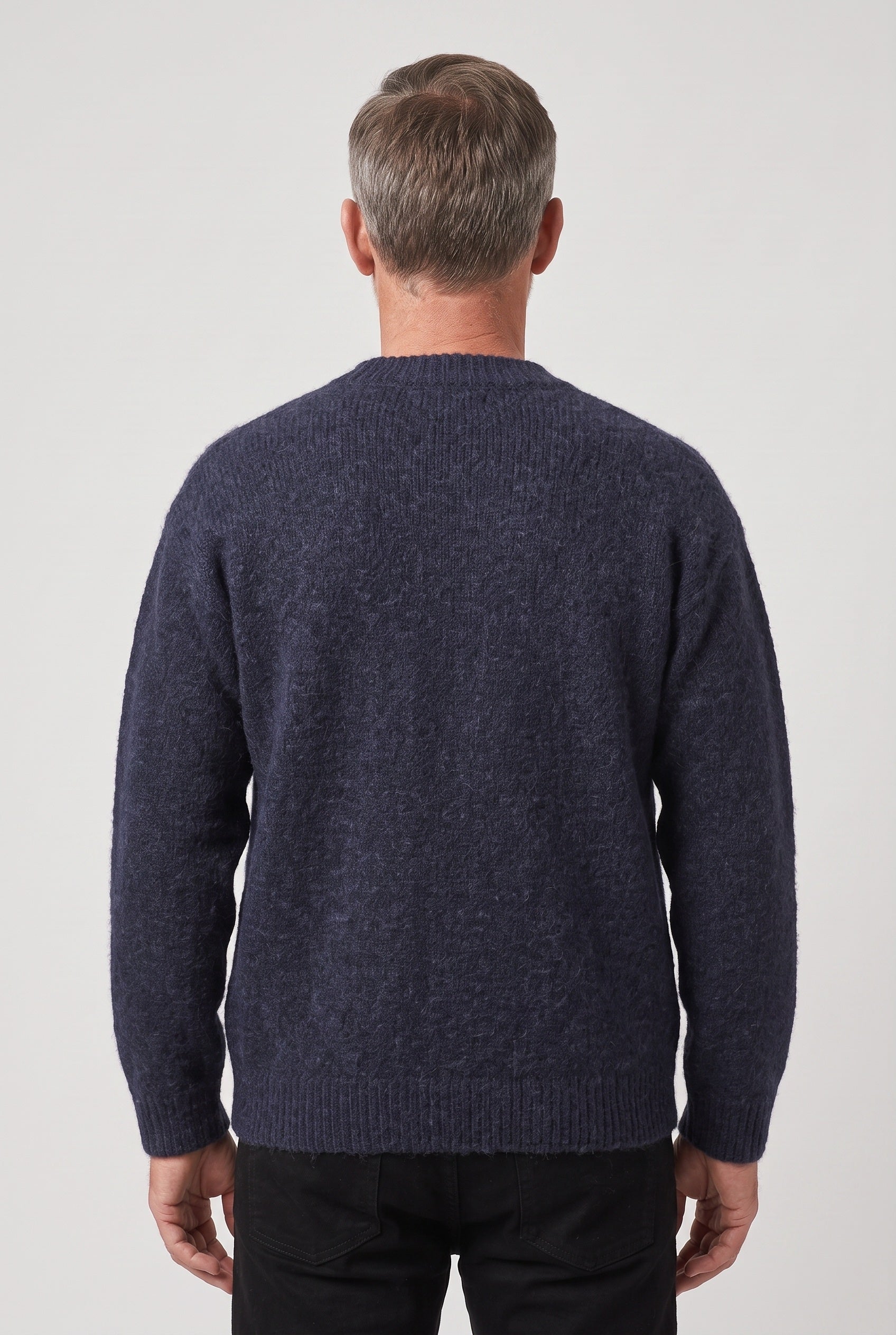 Pull Homme | Maille Grattée Épaules Tombantes Col Rond Côtelé - 2