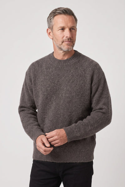 Pull Homme | Maille Grattée Épaules Tombantes Col Rond Côtelé - 5