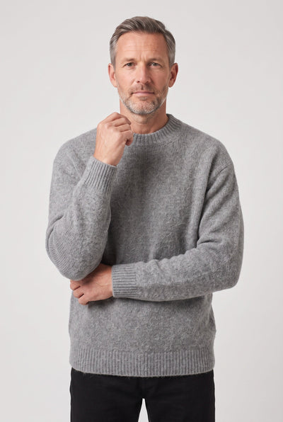 Pull Homme | Maille Grattée Épaules Tombantes Col Rond Côtelé - 9