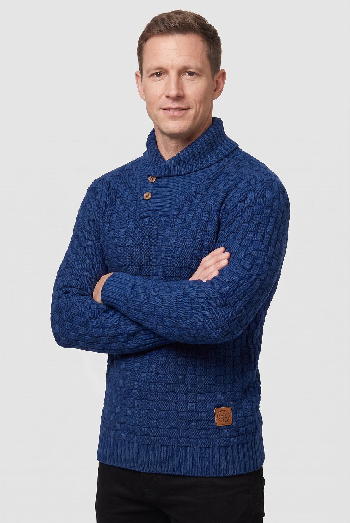 Pull Homme | Patte Boutonnée Col Châle Maille Tressée - 9