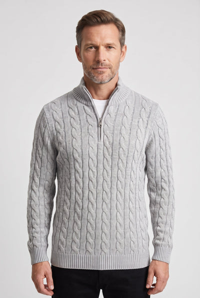 Pull Homme | Torsadé Demi-Zip Col Montant - 1