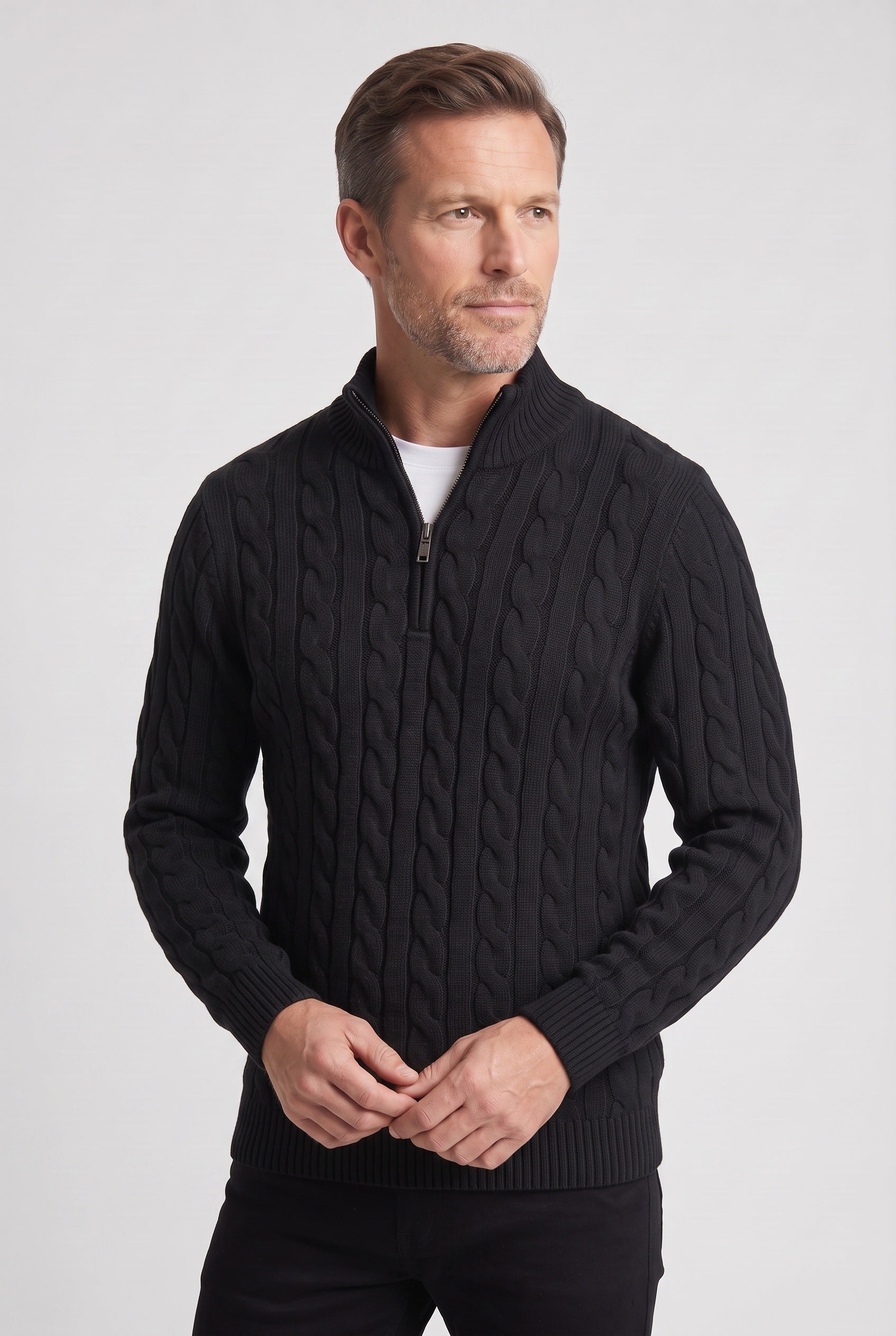 Pull Homme | Torsadé Demi-Zip Col Montant - 6