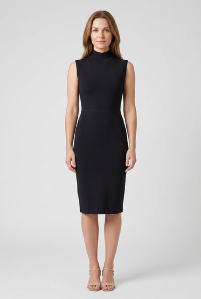 Robe Femme | Noire Col Montant Sans Manches Midi - 1