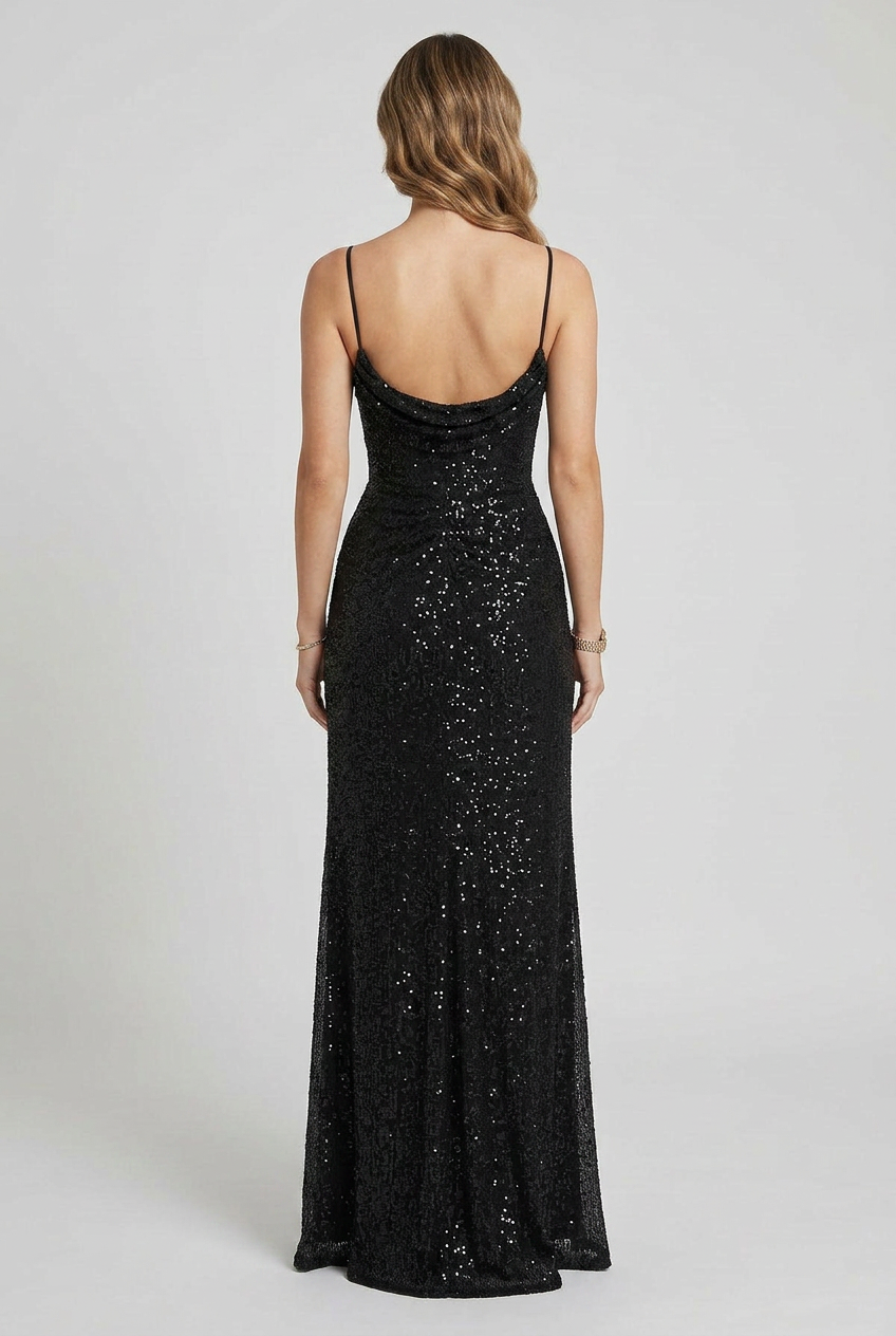 Robe de Soirée Femme | Paillettes Bustier Longue Fente Haute - 2