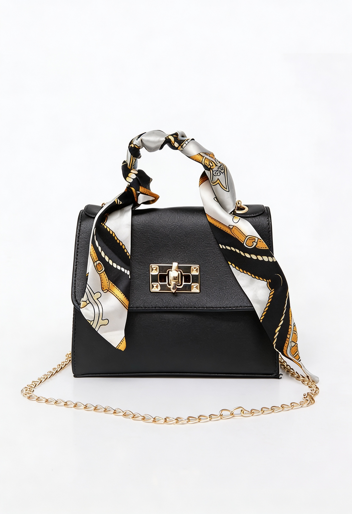 Sac Bandoulière Femme | Fermoir Tournant Chaîne Amovible Foulard - 1