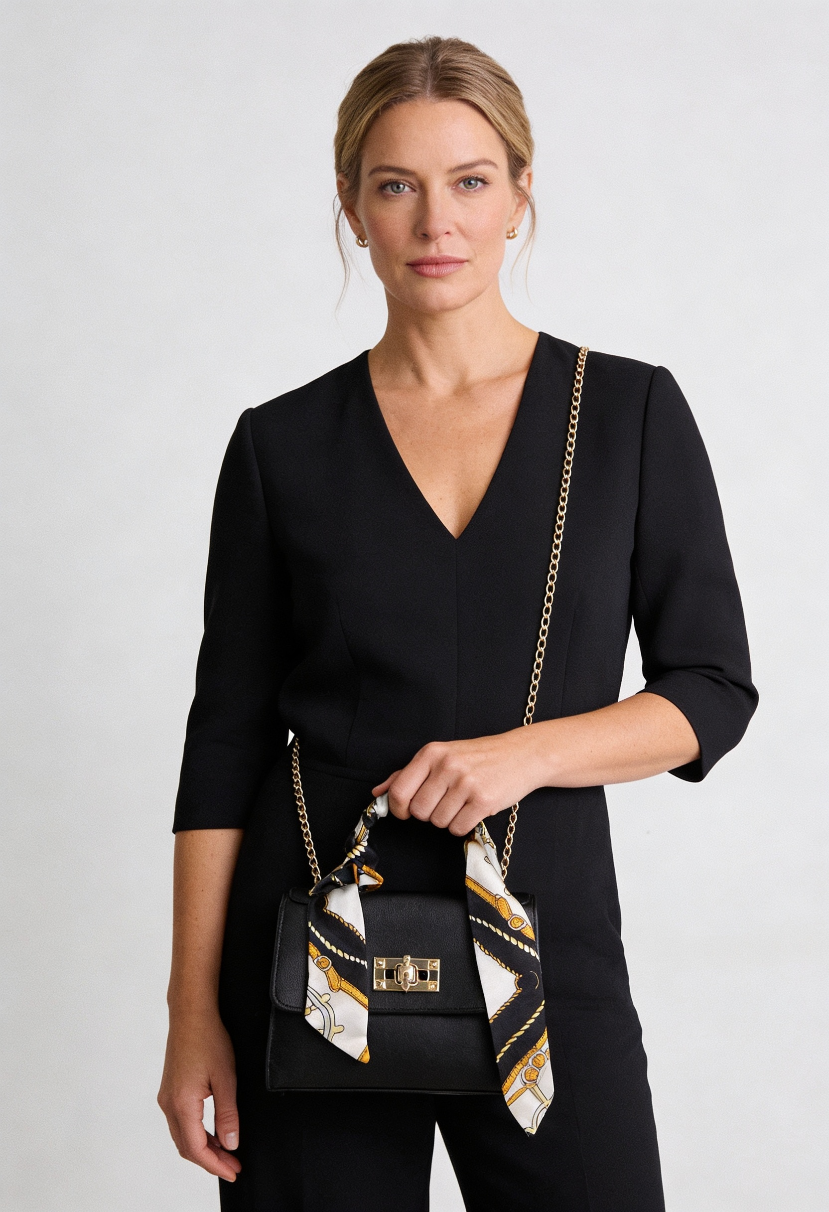 Sac Bandoulière Femme | Fermoir Tournant Chaîne Amovible Foulard - 2