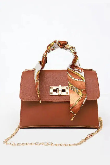 Sac Bandoulière Femme | Fermoir Tournant Chaîne Amovible Foulard - 6