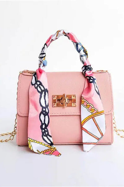 Sac Bandoulière Femme | Fermoir Tournant Chaîne Amovible Foulard - 7