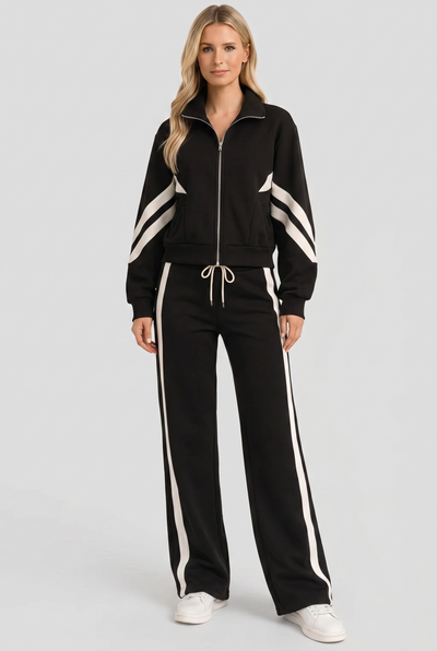 Survêtement Femme | Zip Intégral Jambe Large Col Montant - 5