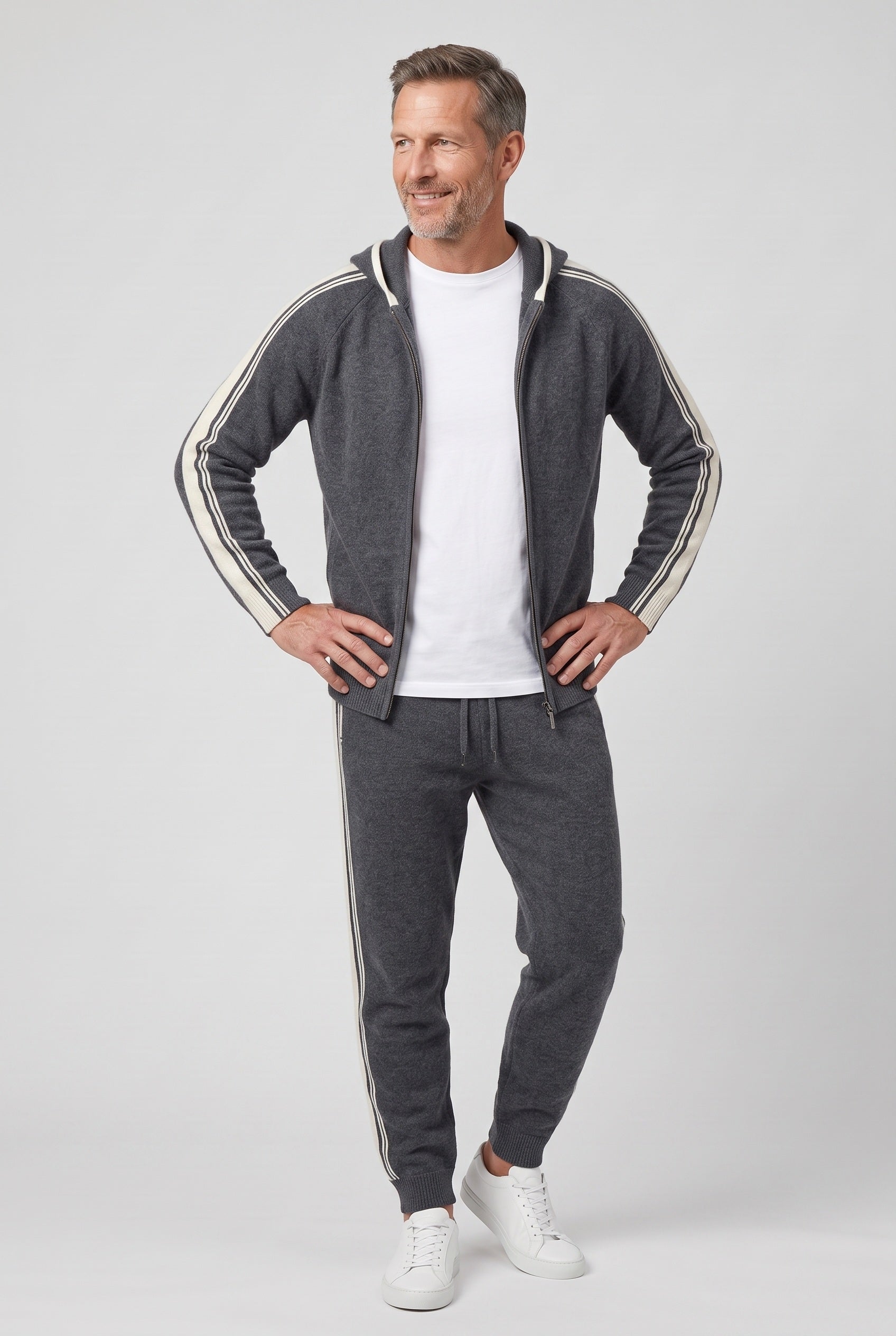 Survêtement Homme | Zip Intégral Capuche Doublée Bandes Latérales - 7