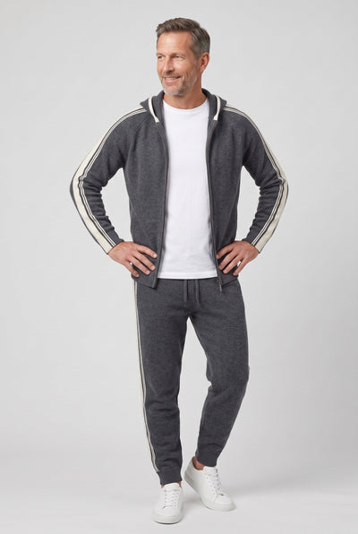 Survêtement Homme | Zip Intégral Capuche Doublée Bandes Latérales - 7