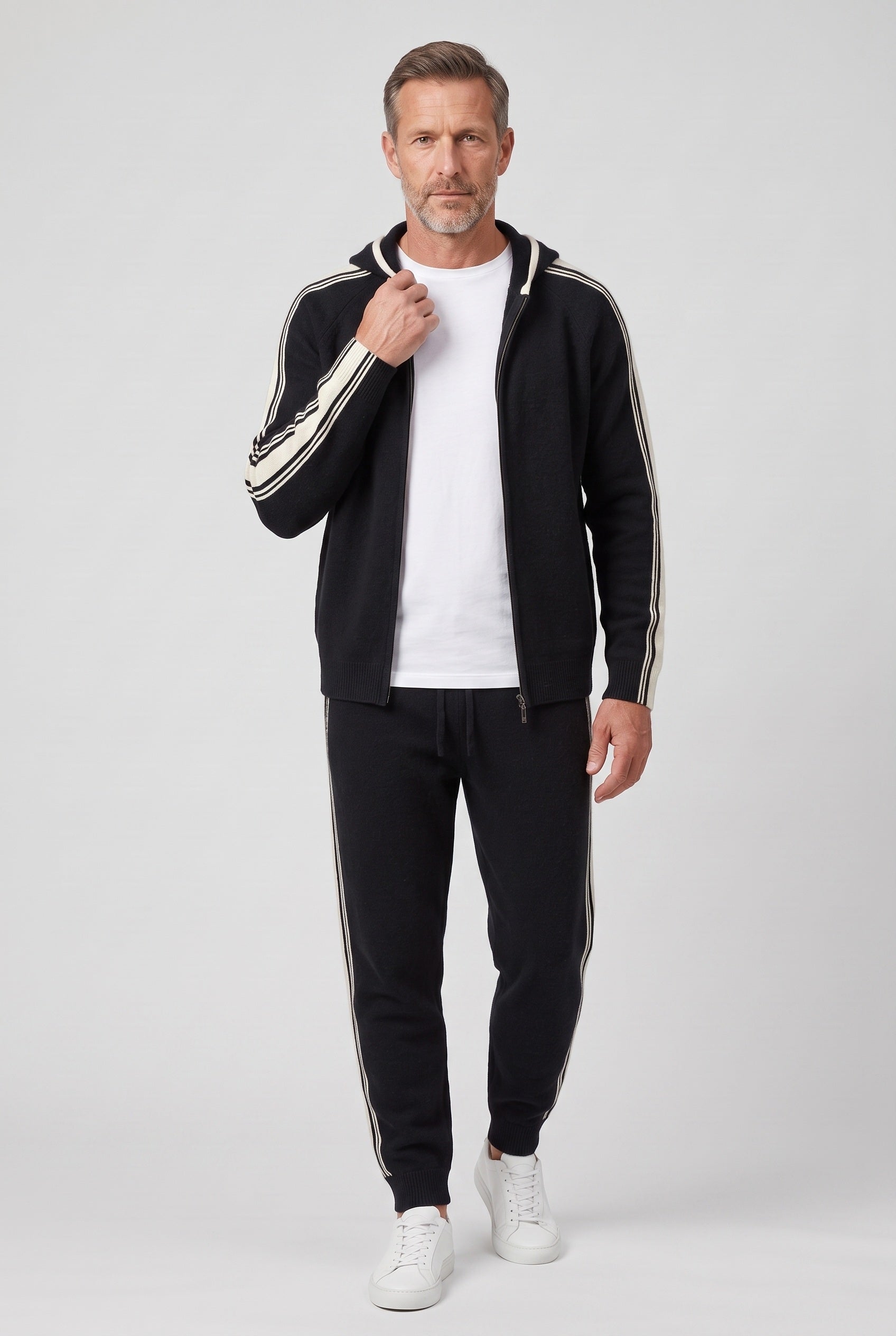 Survêtement Homme | Zip Intégral Capuche Doublée Bandes Latérales - 9