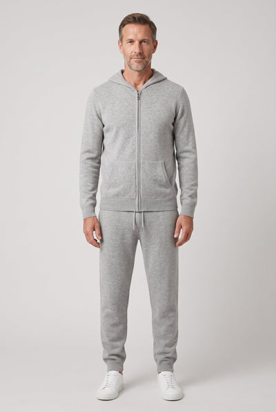 Survêtement Homme | Zip Intégral Capuche Poches Devant Maille Chinée - 1