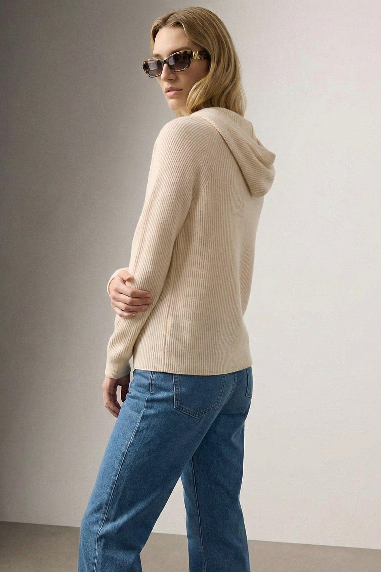 Sweat Femme | À Capuche Maille Côtelée Cordon de Serrage Coupe Ample - 6