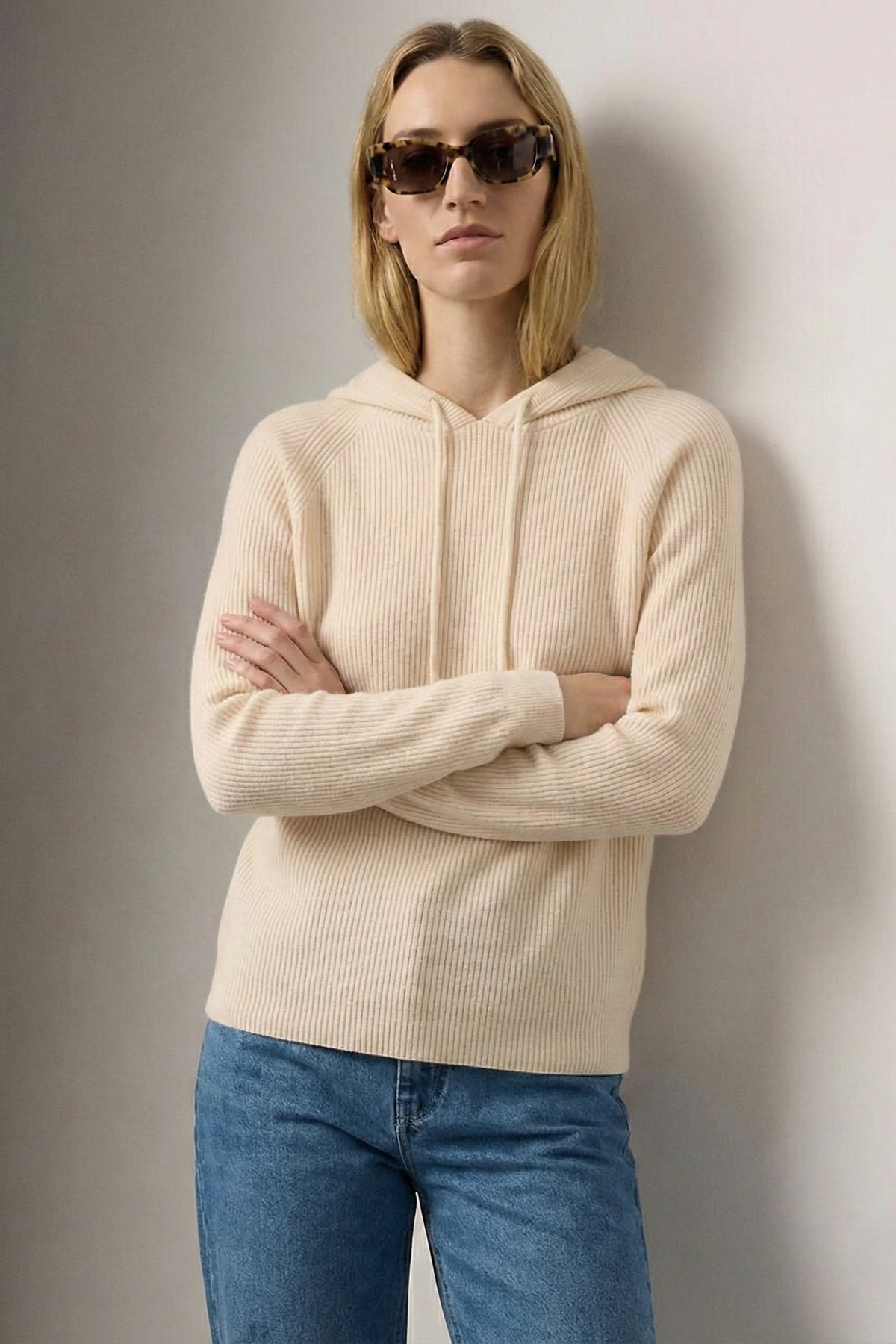 Sweat Femme | À Capuche Maille Côtelée Cordon de Serrage Coupe Ample - 7