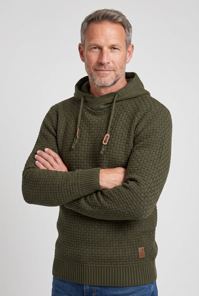 Sweat Homme | À Capuche Croisée Cordons Doubles Maille Gaufrée - 10