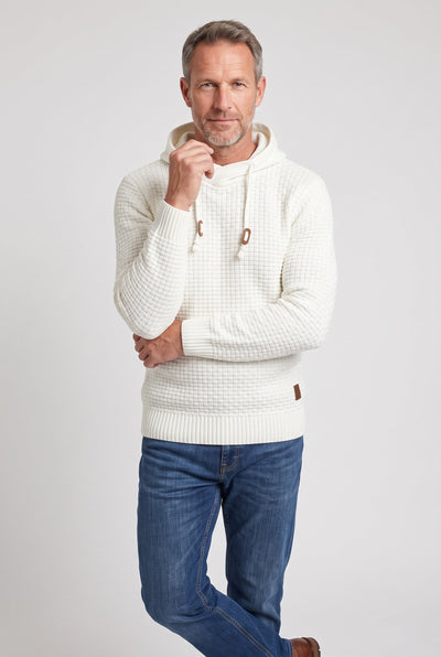 Sweat Homme | À Capuche Croisée Cordons Doubles Maille Gaufrée - 11