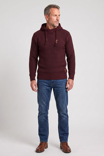 Sweat Homme | À Capuche Croisée Cordons Doubles Maille Gaufrée - 12