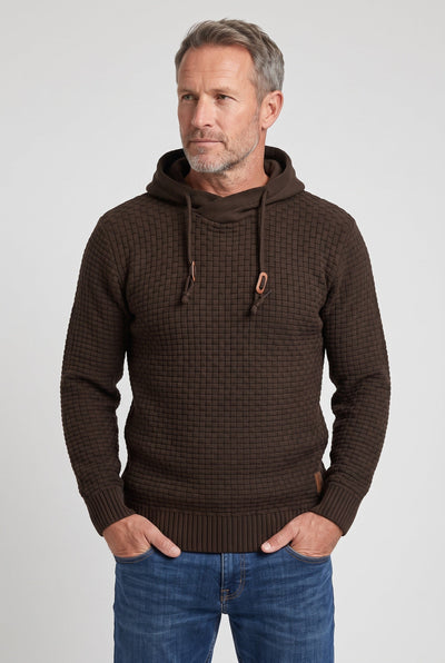 Sweat Homme | À Capuche Croisée Cordons Doubles Maille Gaufrée - 13