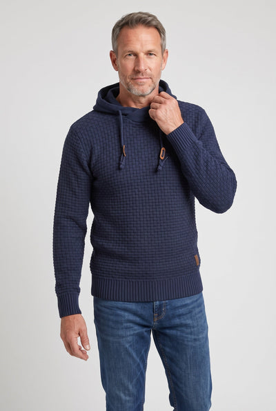 Sweat Homme | À Capuche Croisée Cordons Doubles Maille Gaufrée - 8