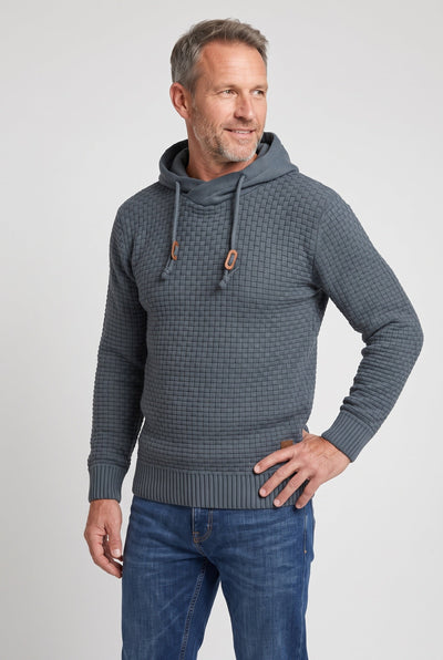 Sweat Homme | À Capuche Croisée Cordons Doubles Maille Gaufrée - 9