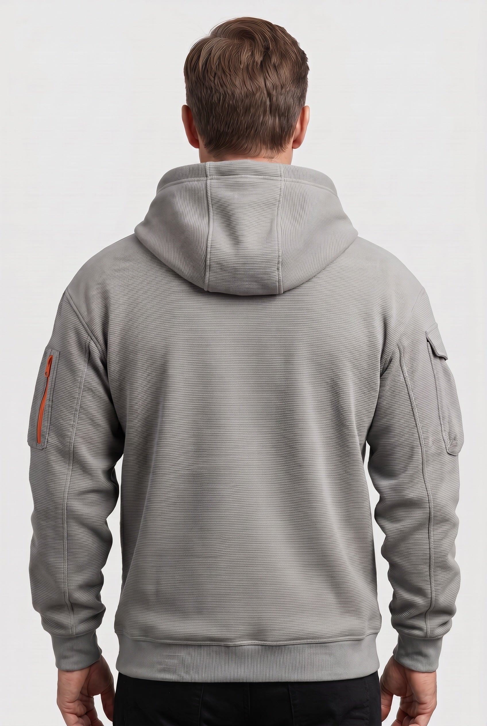 Sweat Homme | À Capuche Demi-Zip Poches Zippées Texture Côtelée - 2