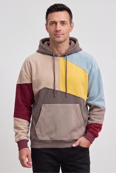 Sweat Homme | À Capuche Empiècements Asymétriques Poche Kangourou - 1