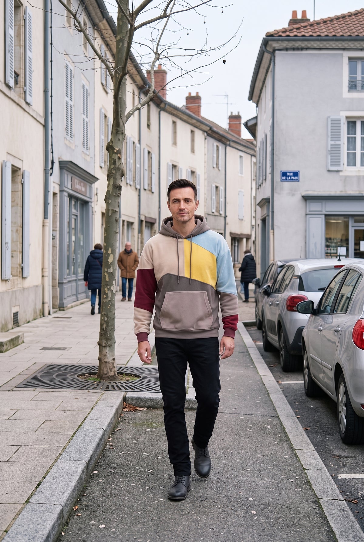 Sweat Homme | À Capuche Empiècements Asymétriques Poche Kangourou - 5