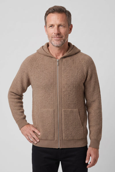 Sweat Homme | À Capuche Zippé Deux Sens Maille Côtelée - 13