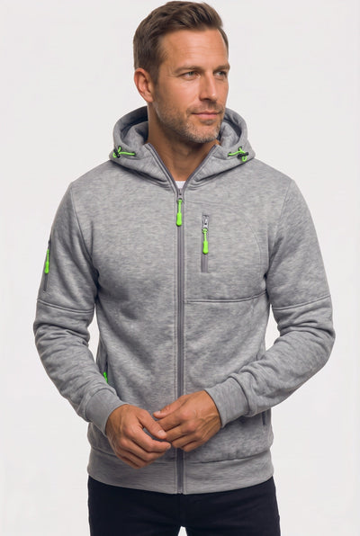 Sweat Homme | À Capuche Zippé Poches Zippées Bords Côtelés - 6