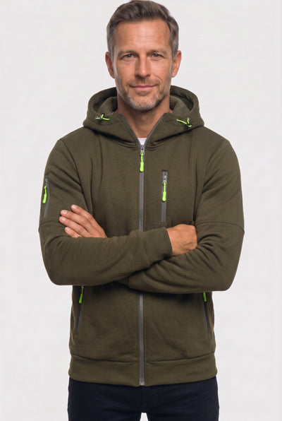 Sweat Homme | À Capuche Zippé Poches Zippées Bords Côtelés - 9