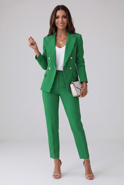 Tailleur Femme | Double Boutonnage Taille Haute Revers Pointus - 12
