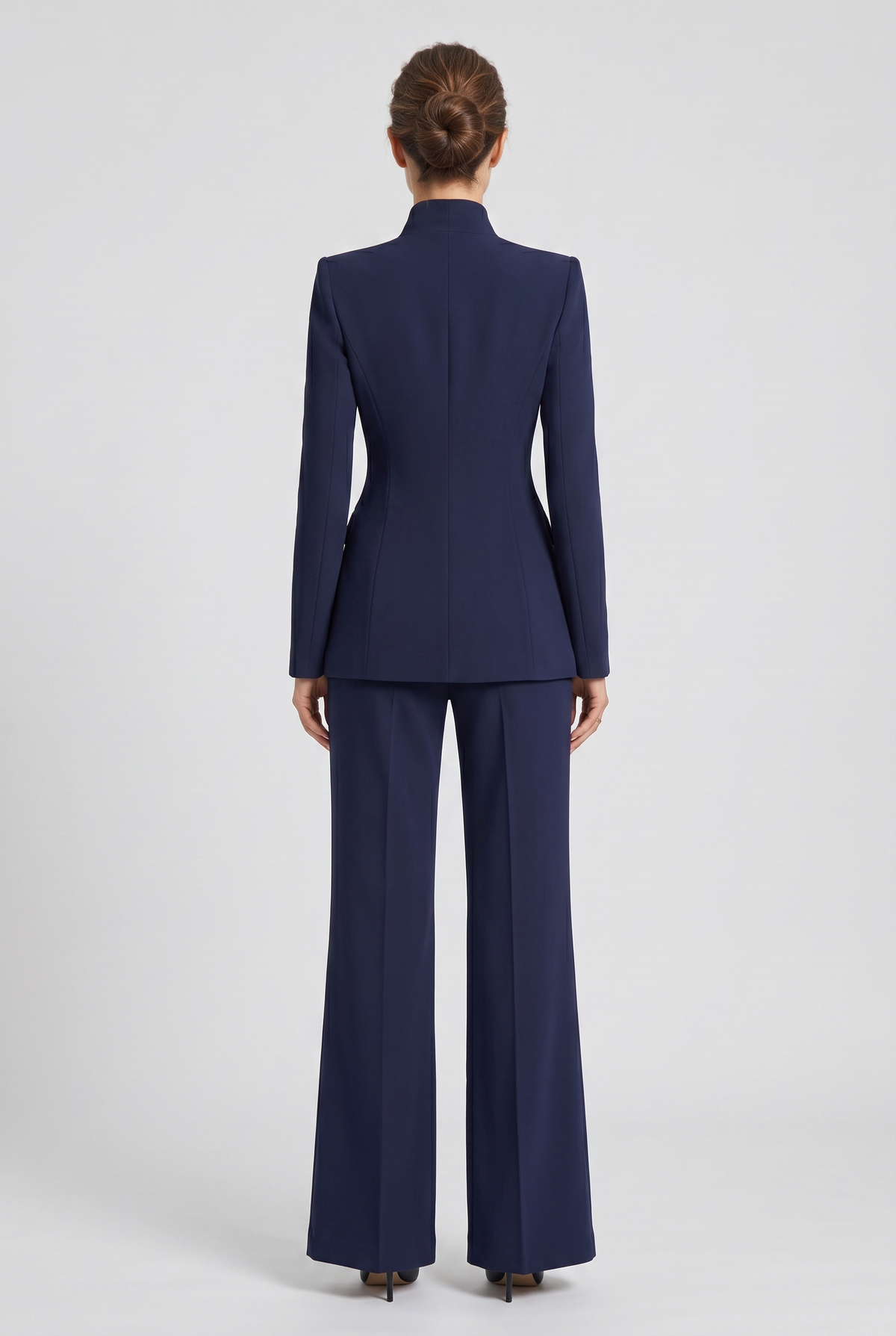 Tailleur Femme | Un Bouton Jambe Large Col Montant - 2
