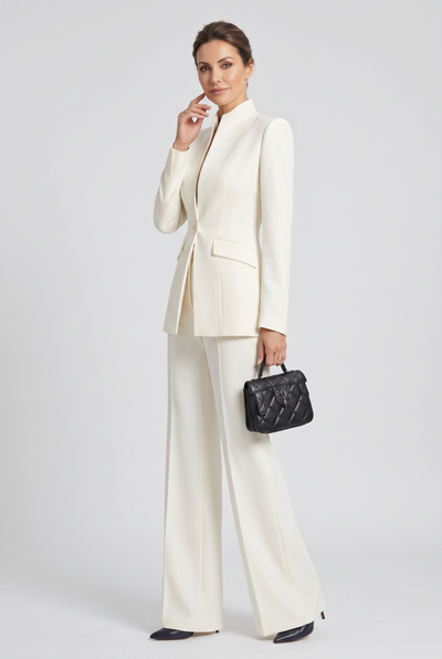 Tailleur Femme | Un Bouton Jambe Large Col Montant - 5