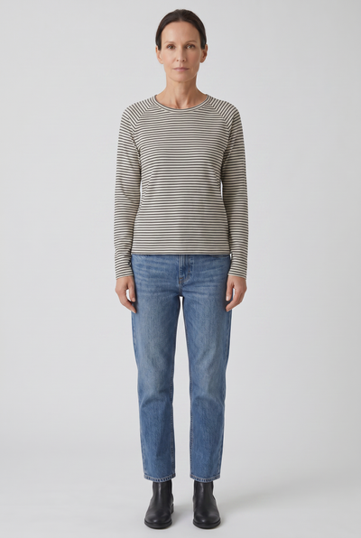 Tee Shirt Femme | Manches Longues Col Rond Rayures Fines - 1