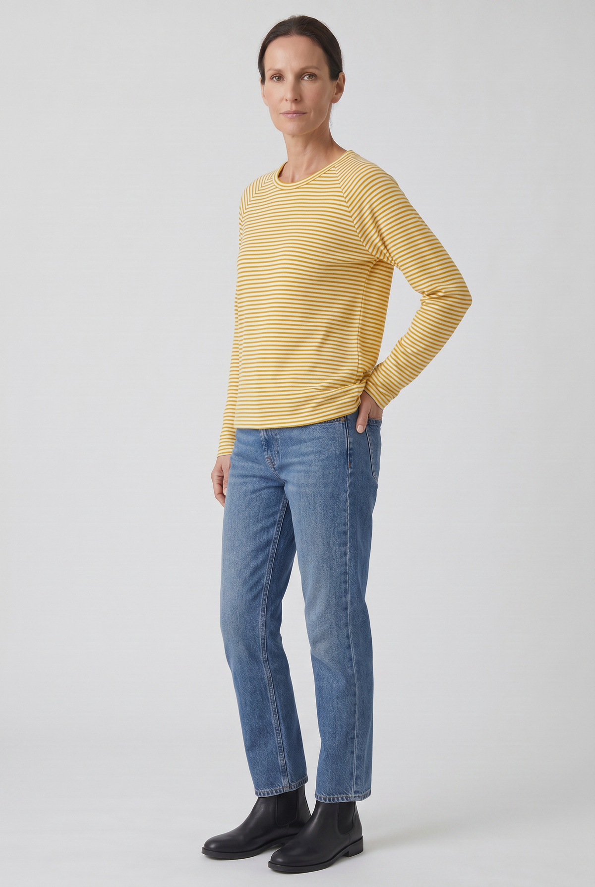Tee Shirt Femme | Manches Longues Col Rond Rayures Fines - 6