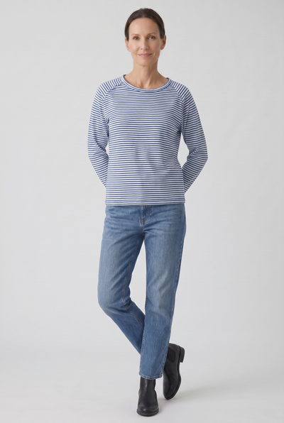 Tee Shirt Femme | Manches Longues Col Rond Rayures Fines - 7