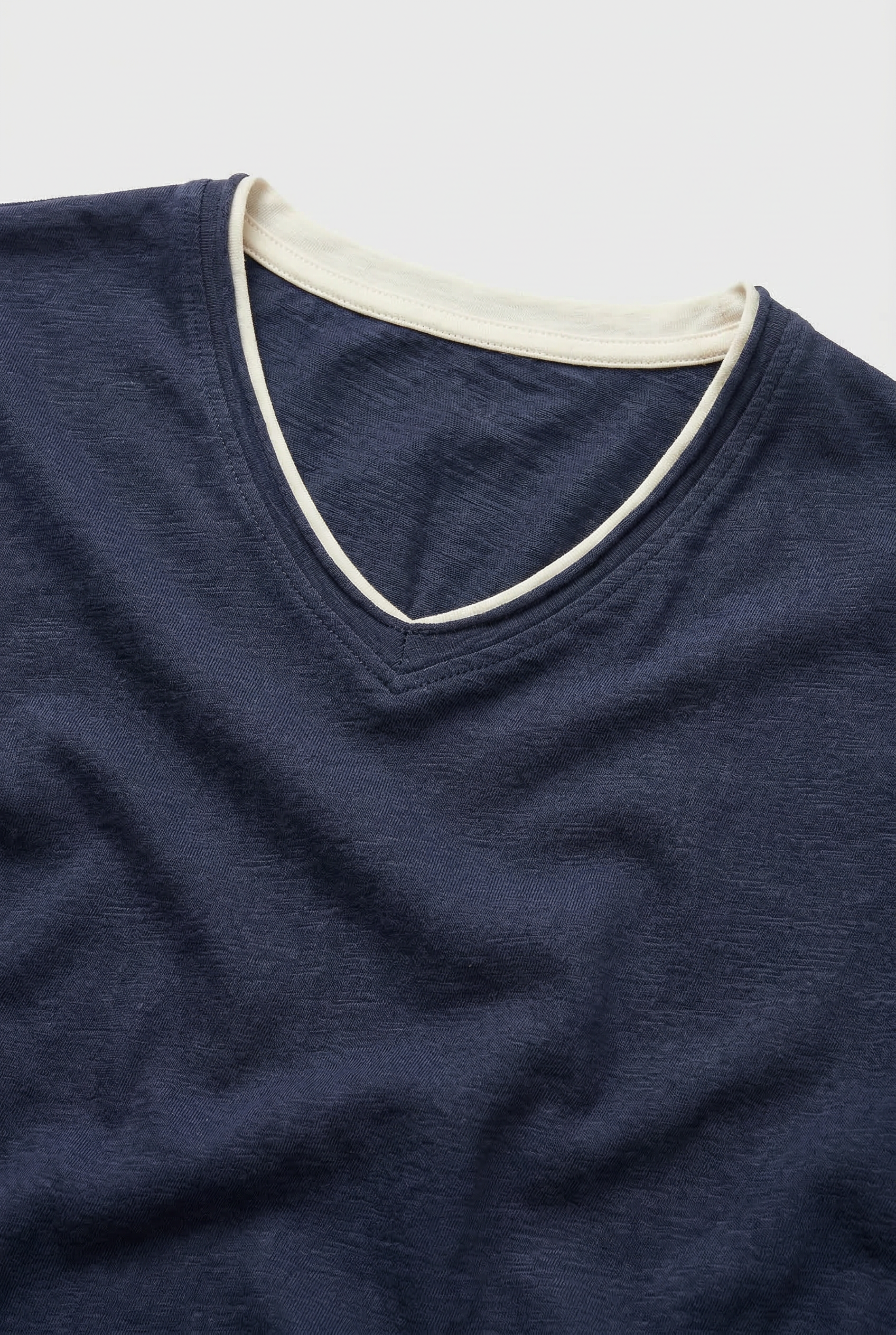 Tee Shirt Homme | Manches Longues Col V Bord Contrastant - 3