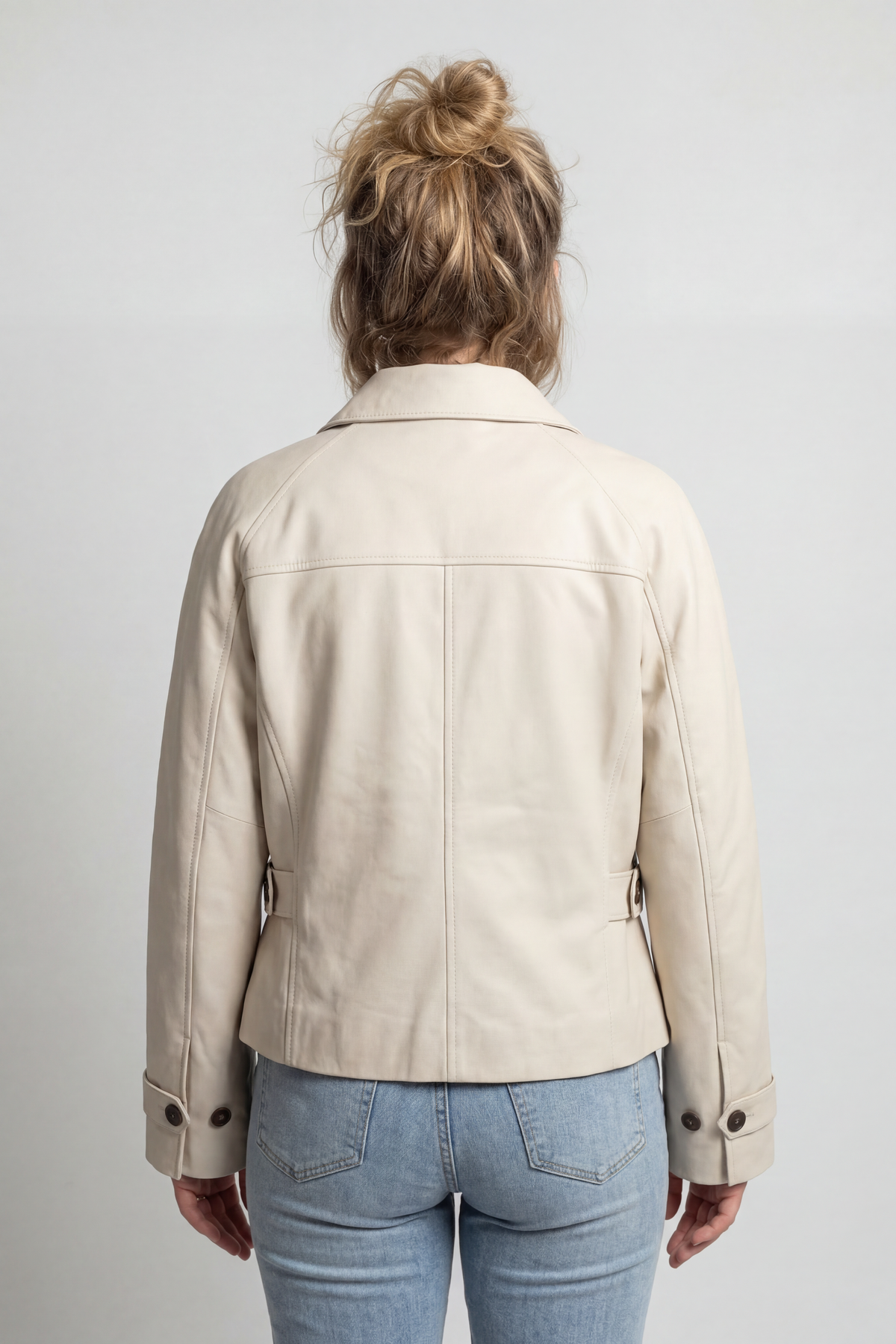 Veste Femme | Aspect Cuir Boutonné Coupe Courte Col Chemise - 2
