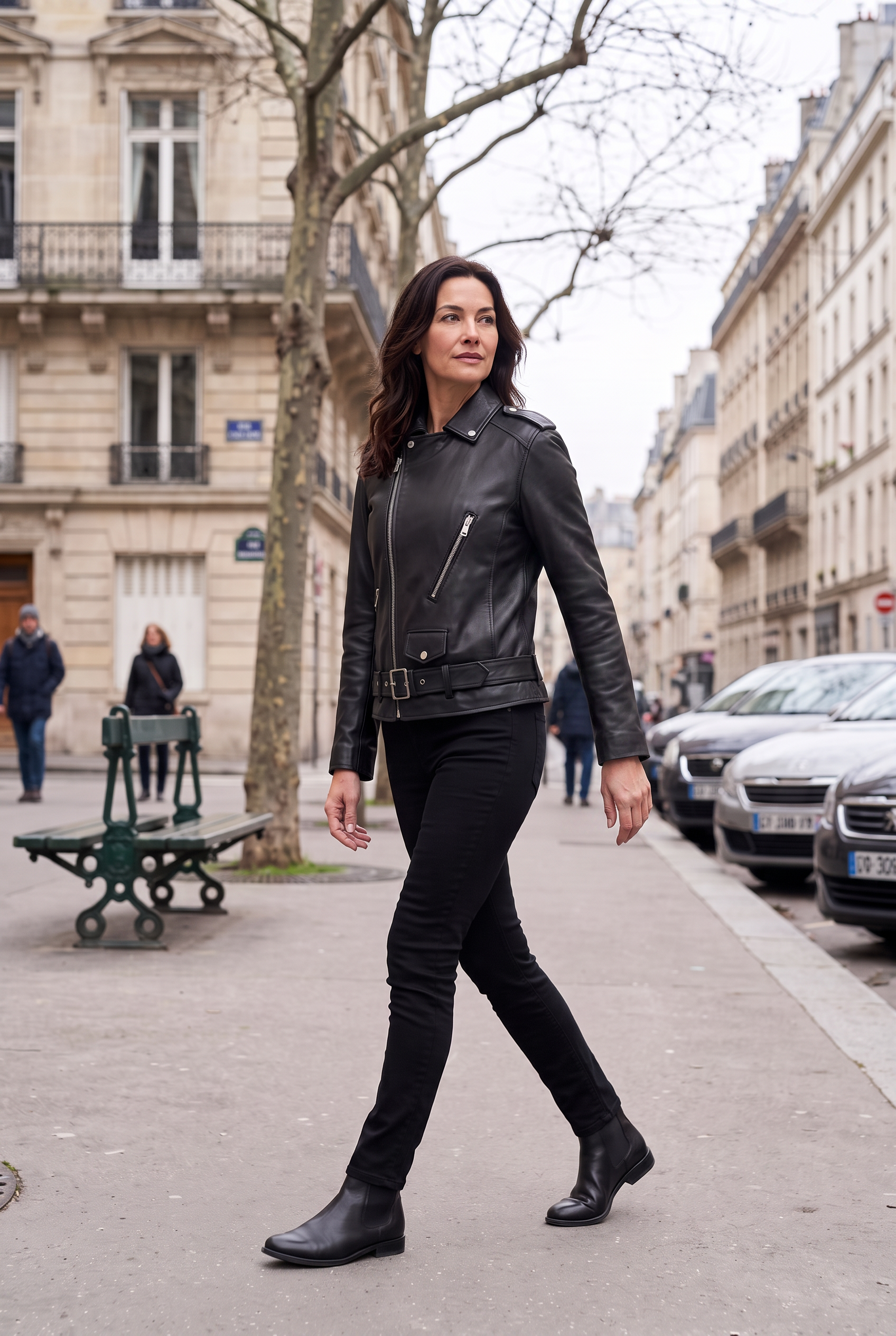 Veste Femme | Aspect Cuir Zip Asymétrique Col Pointu Épaulettes - 22